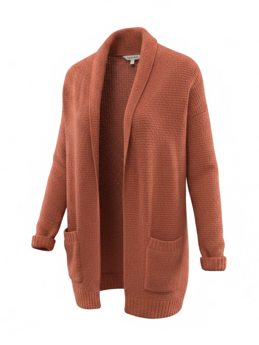 DAVI & DANI Rust Red Open-Front Knit Cardigan